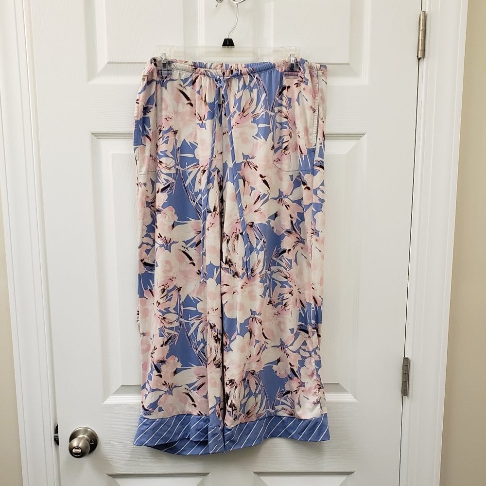 FN by Flora Nikrooz, pink & blue floral, soft, comfy pull on pajama lounge pants